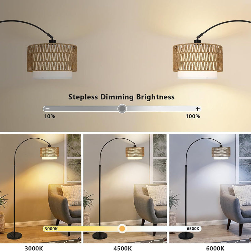 Traditional Rustic Weaving Rattan Floor Lamp