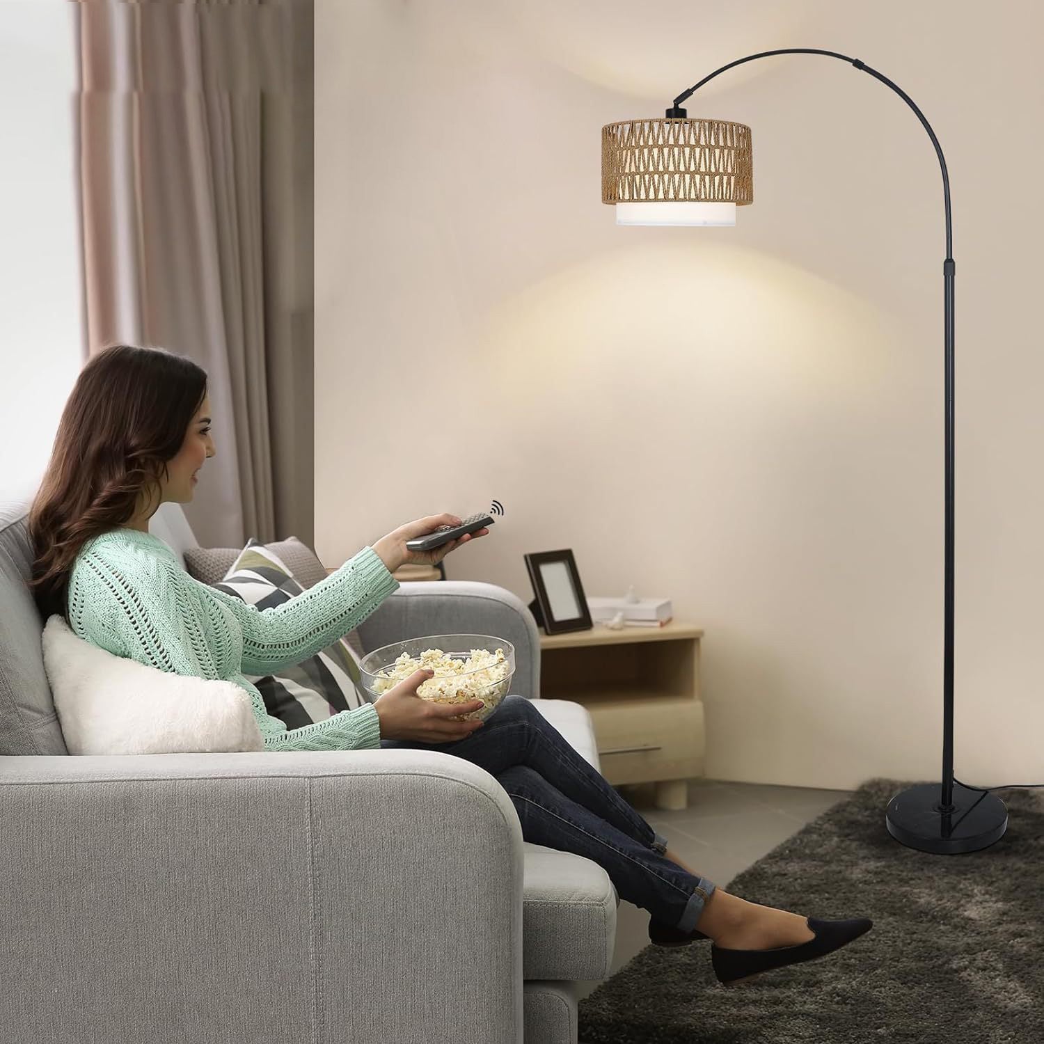 Traditional Rustic Weaving Rattan Floor Lamp