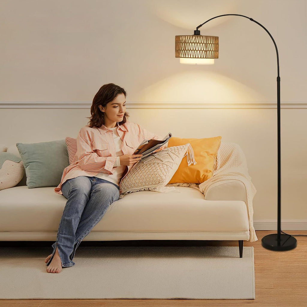 Traditional Rustic Weaving Rattan Floor Lamp