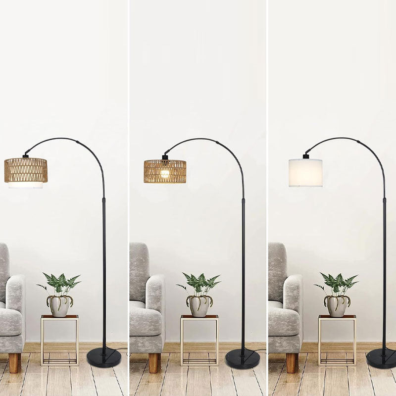Traditional Rustic Weaving Rattan Floor Lamp