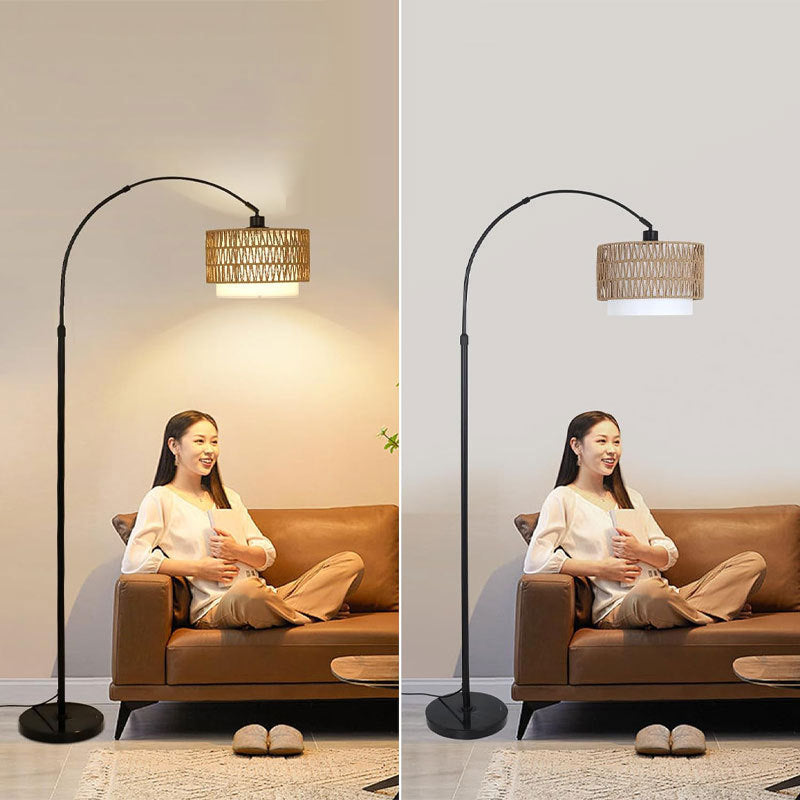Traditional Rustic Weaving Rattan Floor Lamp