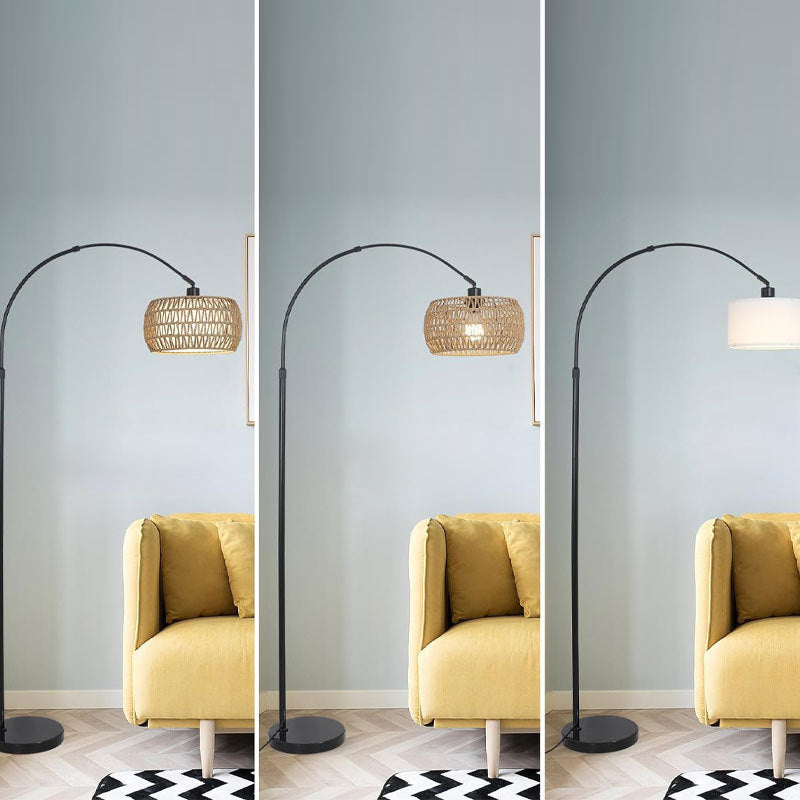 Traditional Rustic Weaving Rattan Floor Lamp