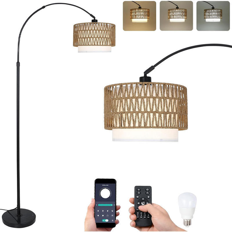 Traditional Rustic Weaving Rattan Floor Lamp