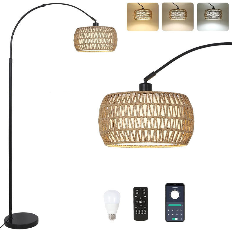 Traditional Rustic Weaving Rattan Floor Lamp