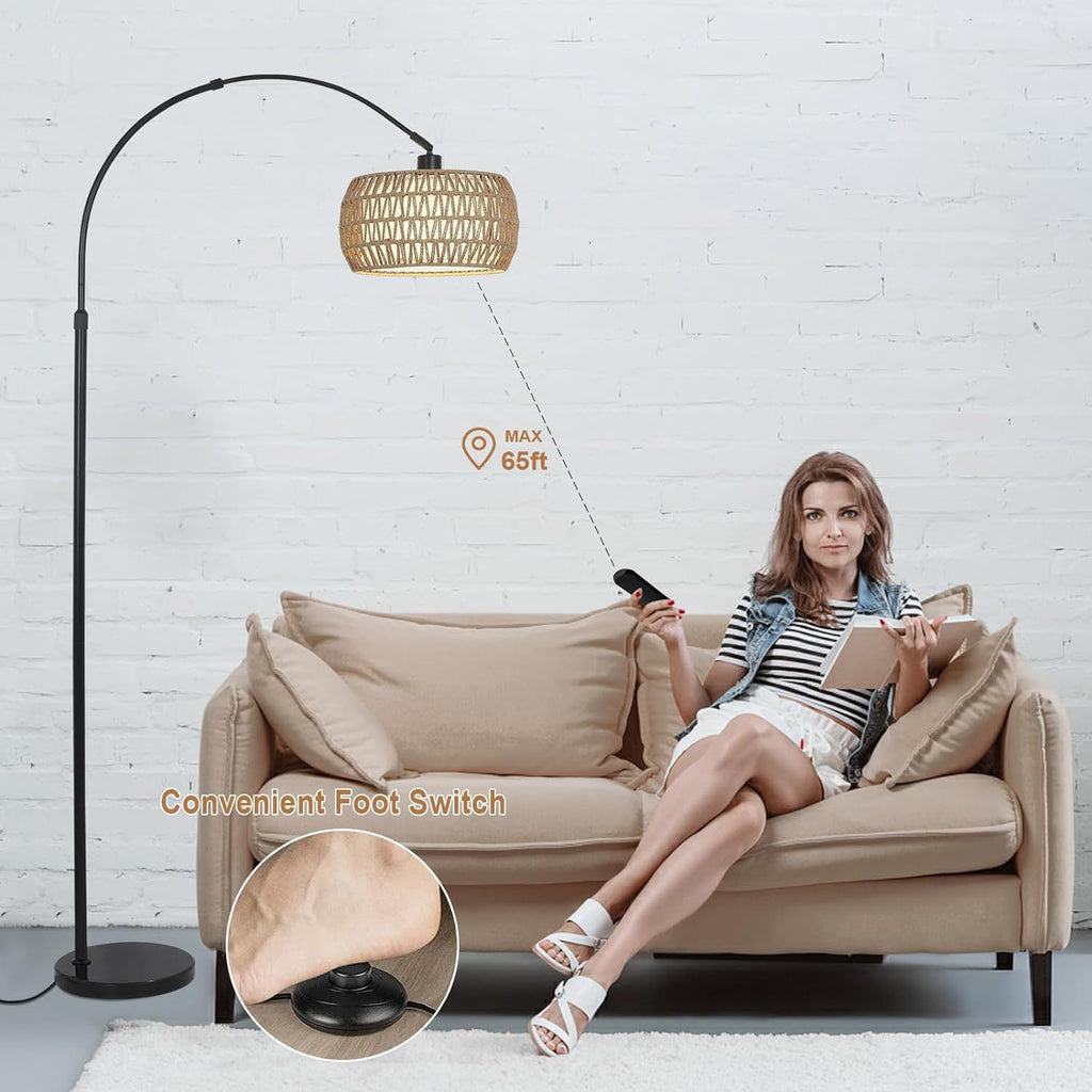 Traditional Rustic Weaving Rattan Floor Lamp