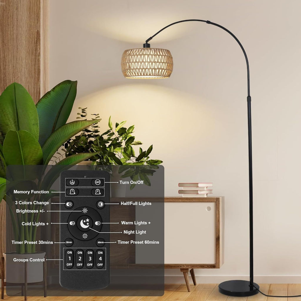 Traditional Rustic Weaving Rattan Floor Lamp