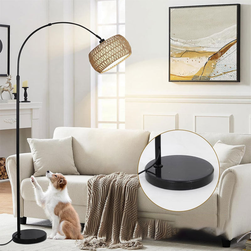 Traditional Rustic Weaving Rattan Floor Lamp