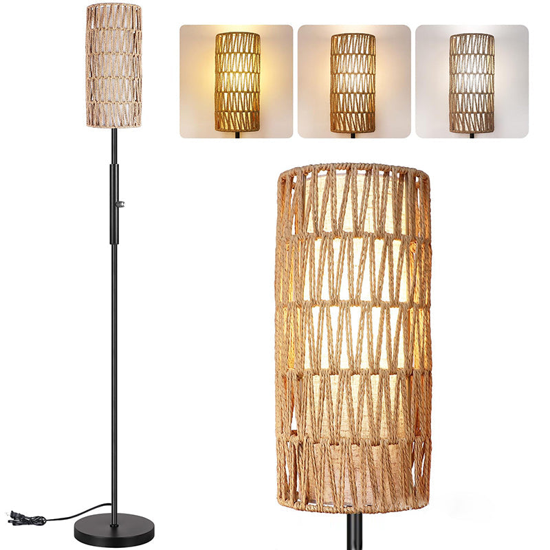 Weaving Rattan Fabric Metal Floor Lamp