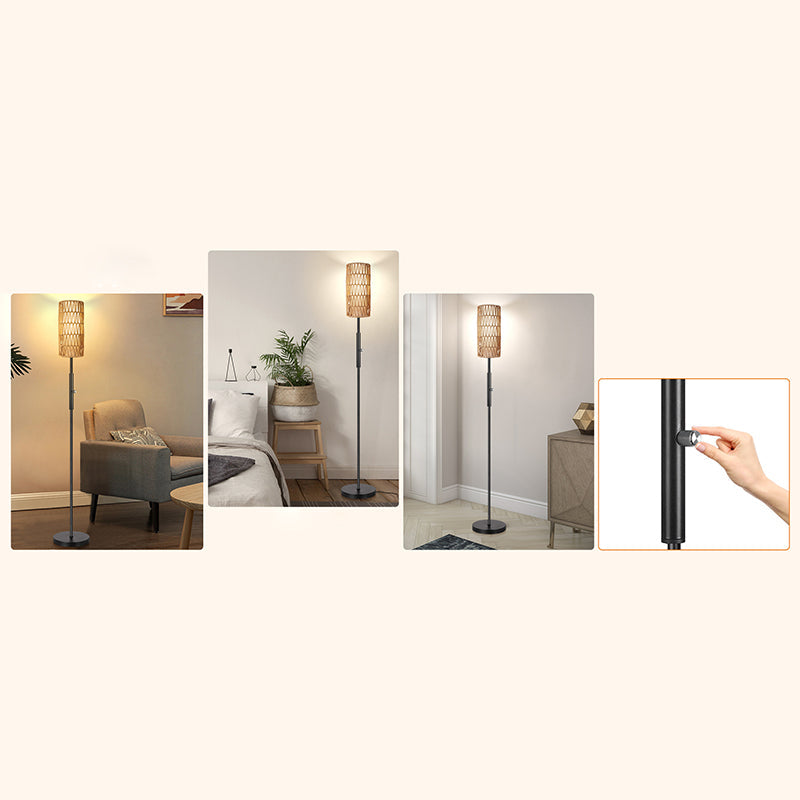 Weaving Rattan Fabric Metal Floor Lamp