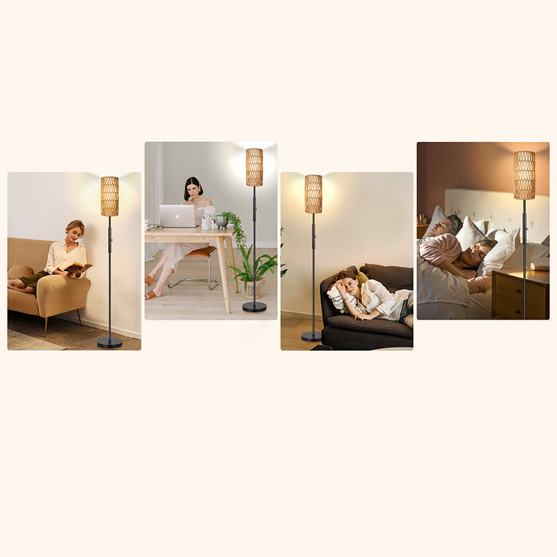 Weaving Rattan Fabric Metal Floor Lamp