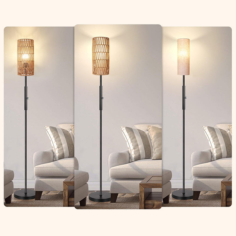Weaving Rattan Fabric Metal Floor Lamp
