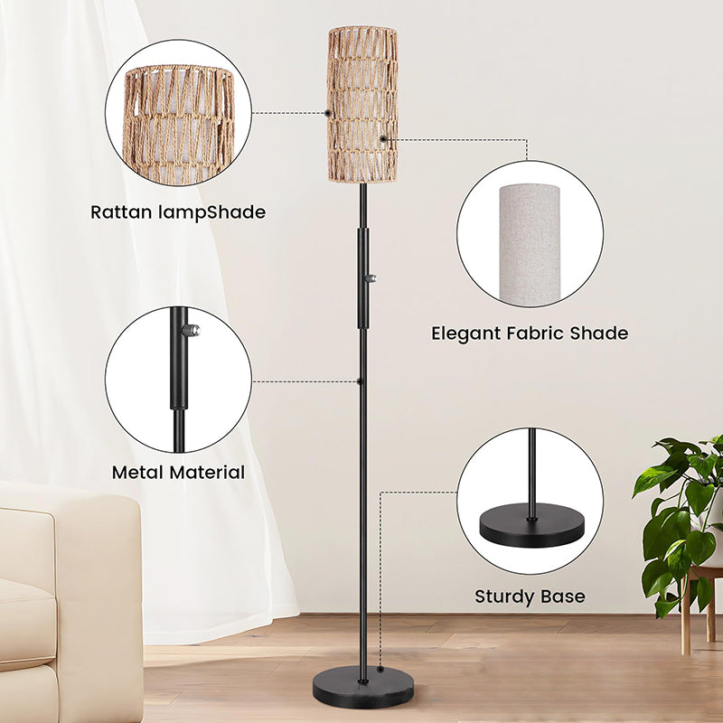 Weaving Rattan Fabric Metal Floor Lamp
