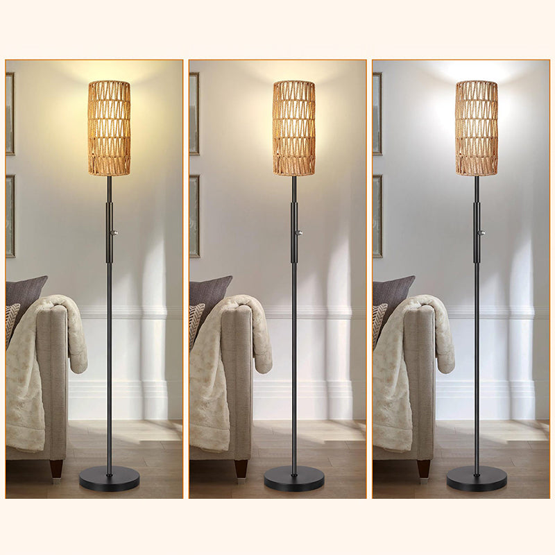 Weaving Rattan Fabric Metal Floor Lamp