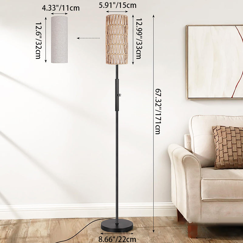 Weaving Rattan Fabric Metal Floor Lamp