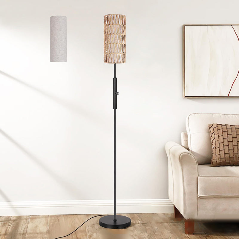 Weaving Rattan Fabric Metal Floor Lamp