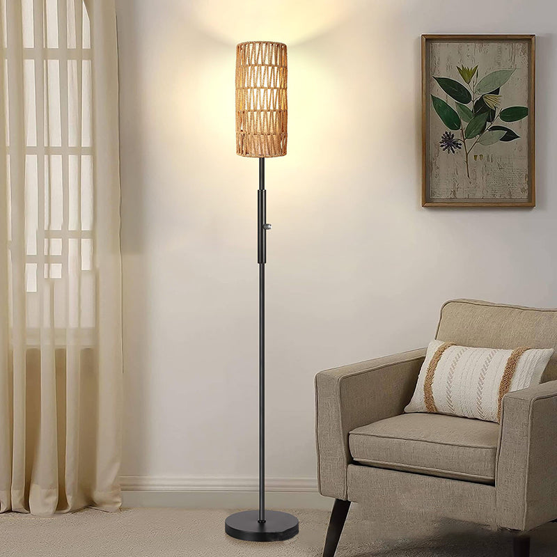 Weaving Rattan Fabric Metal Floor Lamp