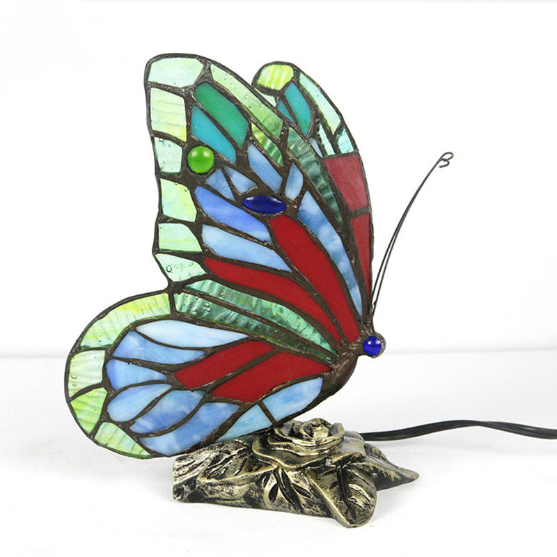 Butterfly Rose Resin Glass Table Lamp