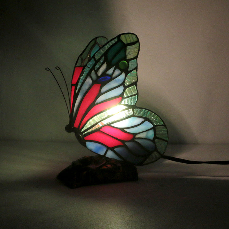 Butterfly Rose Resin Glass Table Lamp