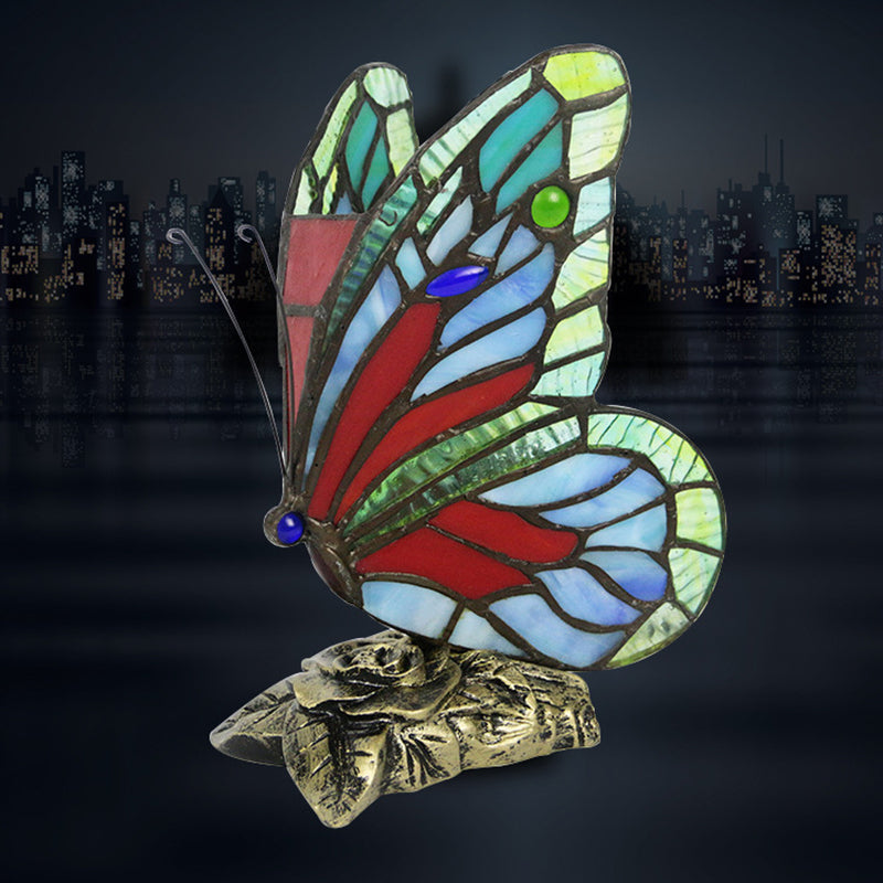 Butterfly Rose Resin Glass Table Lamp