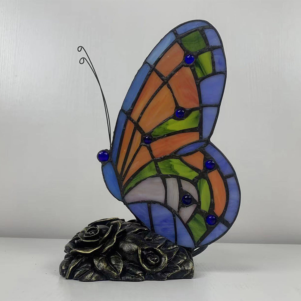 Butterfly Rose Resin Glass Table Lamp