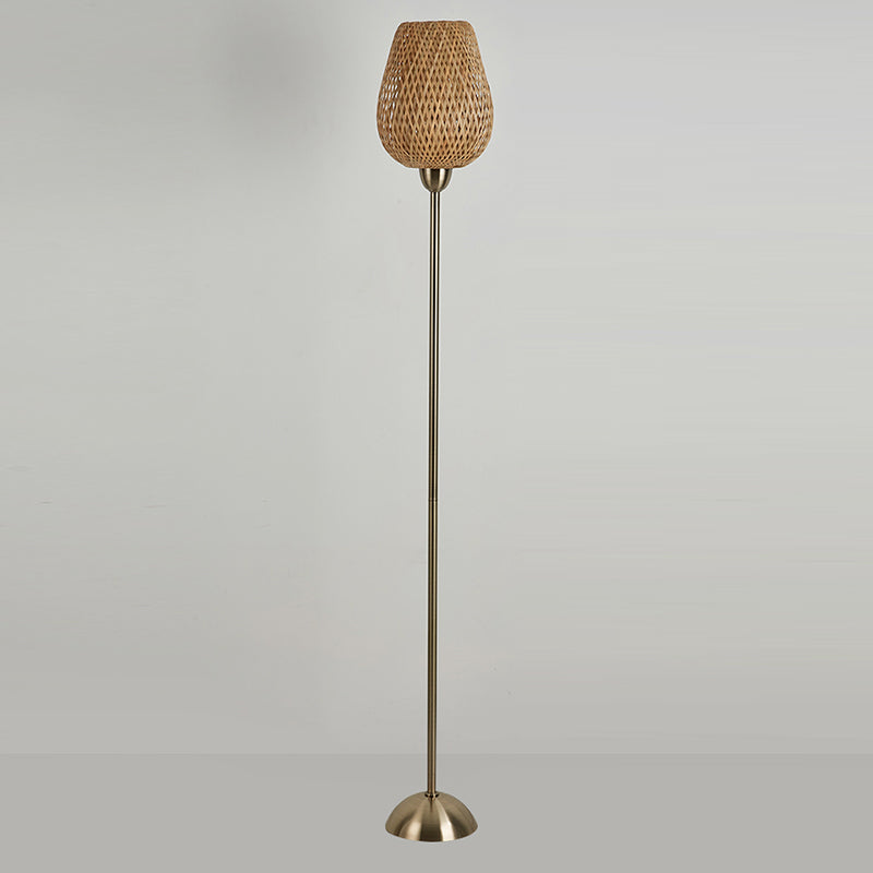 Weaving Bamboo Metal Lantern Floor Lamp