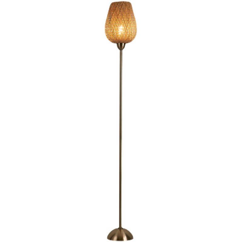 Weaving Bamboo Metal Lantern Floor Lamp