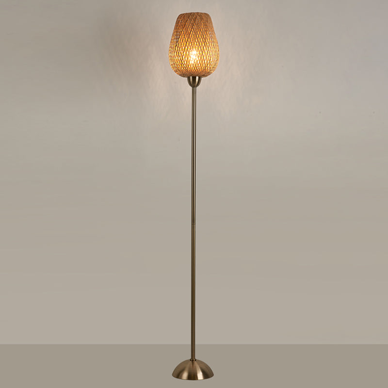 Weaving Bamboo Metal Lantern Floor Lamp
