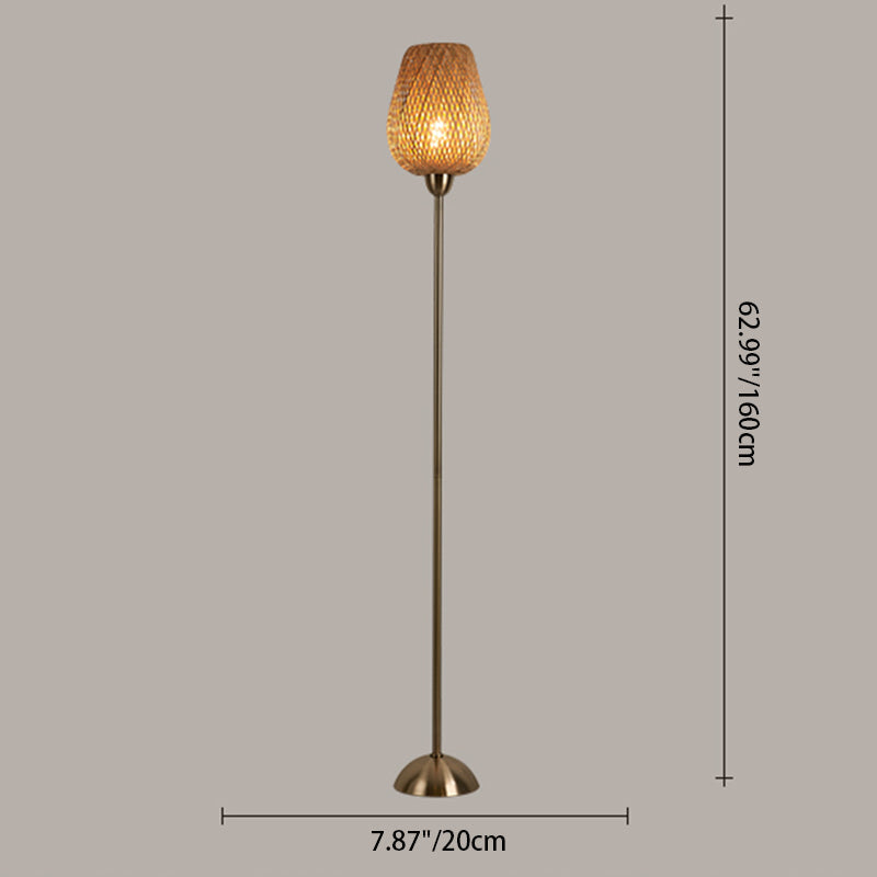 Weaving Bamboo Metal Lantern Floor Lamp