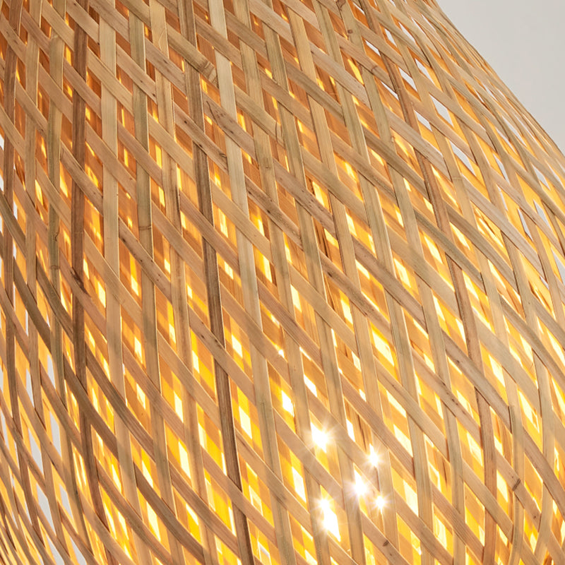 Weaving Bamboo Metal Lantern Floor Lamp