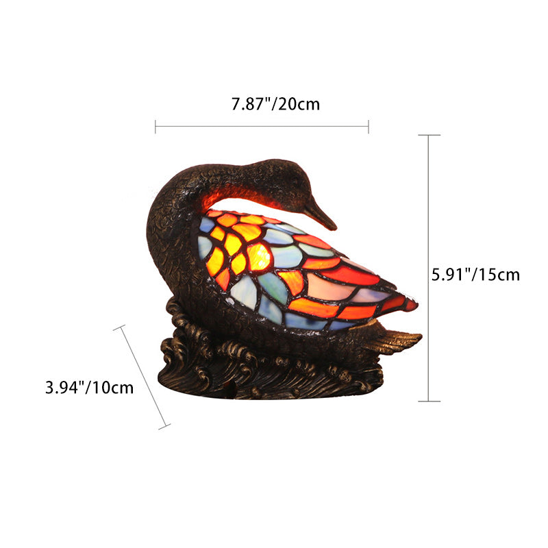 Glass Resin Hand-Carved Duck Table Lamp