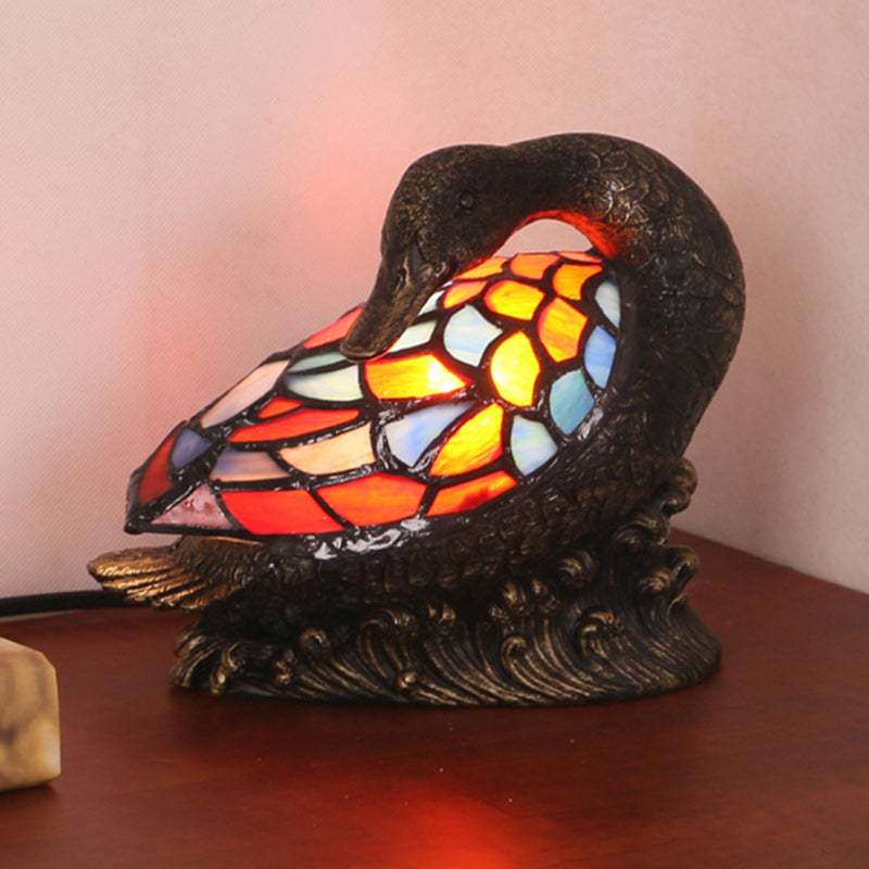 Glass Resin Hand-Carved Duck Table Lamp