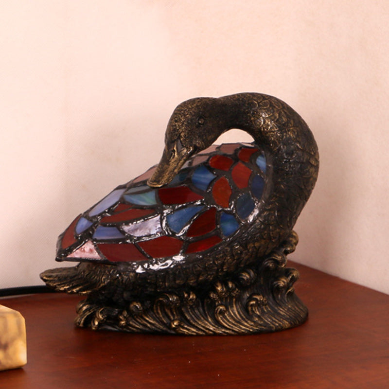 Glass Resin Hand-Carved Duck Table Lamp