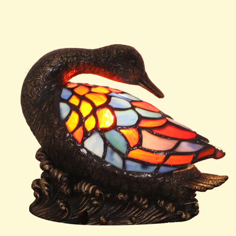 Glass Resin Hand-Carved Duck Table Lamp