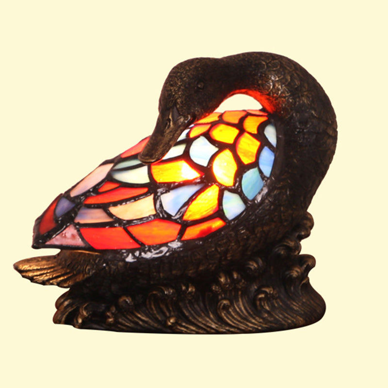 Glass Resin Hand-Carved Duck Table Lamp