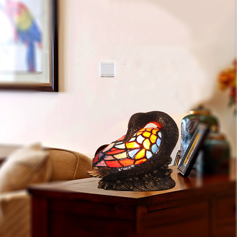 Glass Resin Hand-Carved Duck Table Lamp