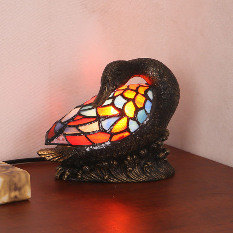 Glass Resin Hand-Carved Duck Table Lamp