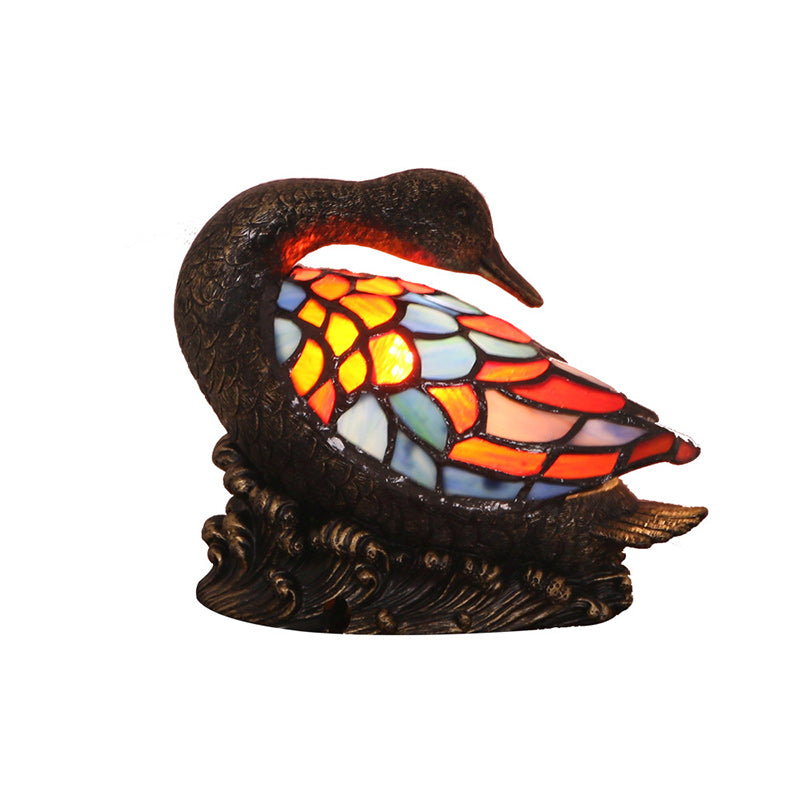 Glass Resin Hand-Carved Duck Table Lamp