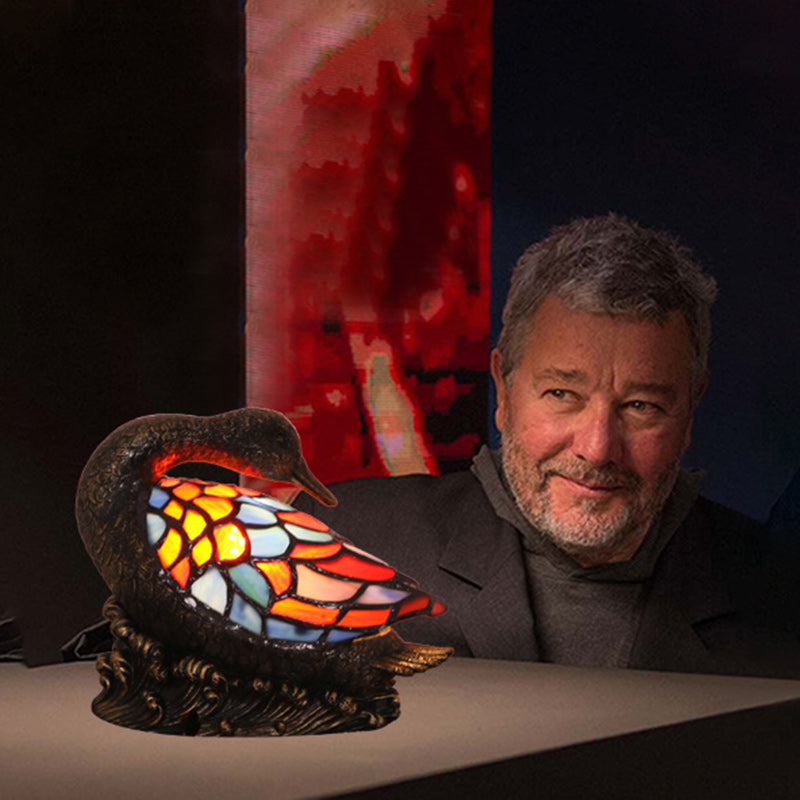 Glass Resin Hand-Carved Duck Table Lamp