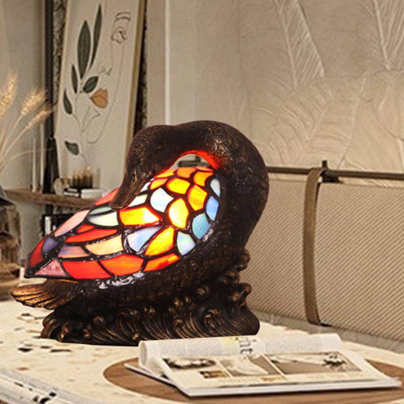 Glass Resin Hand-Carved Duck Table Lamp
