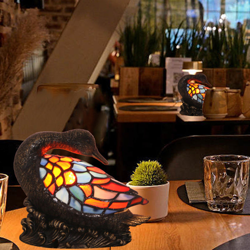 Glass Resin Hand-Carved Duck Table Lamp