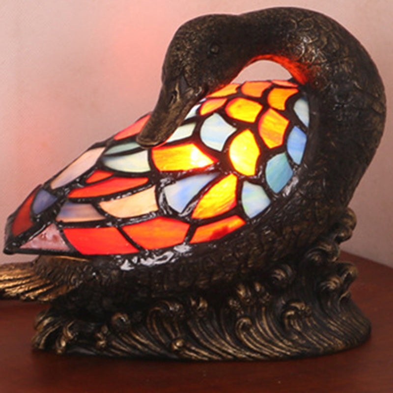 Glass Resin Hand-Carved Duck Table Lamp