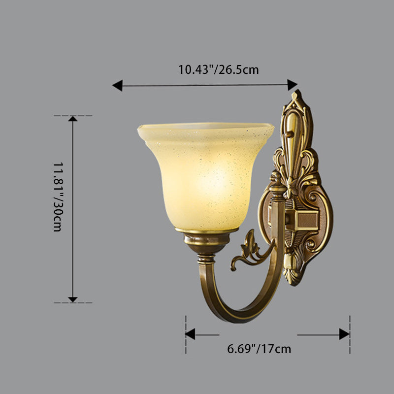 Brass Glass Horn Shape Wall Lamp