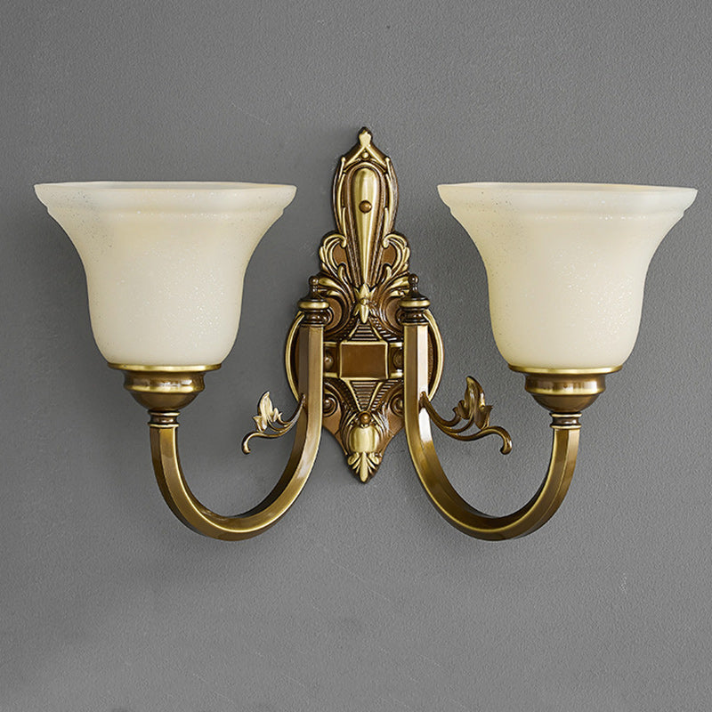Brass Glass Horn Shape Wall Lamp