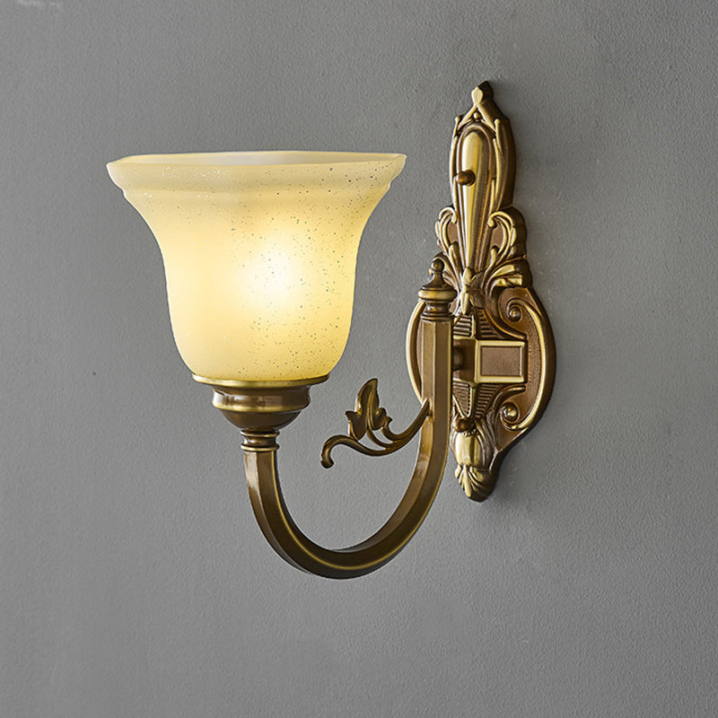 Brass Glass Horn Shape Wall Lamp