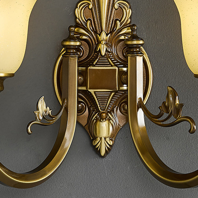 Brass Glass Horn Shape Wall Lamp