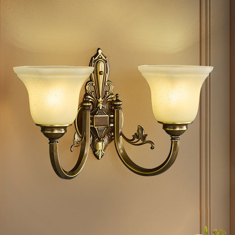 Brass Glass Horn Shape Wall Lamp
