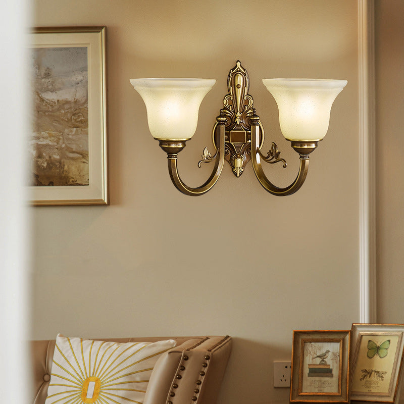 Brass Glass Horn Shape Wall Lamp