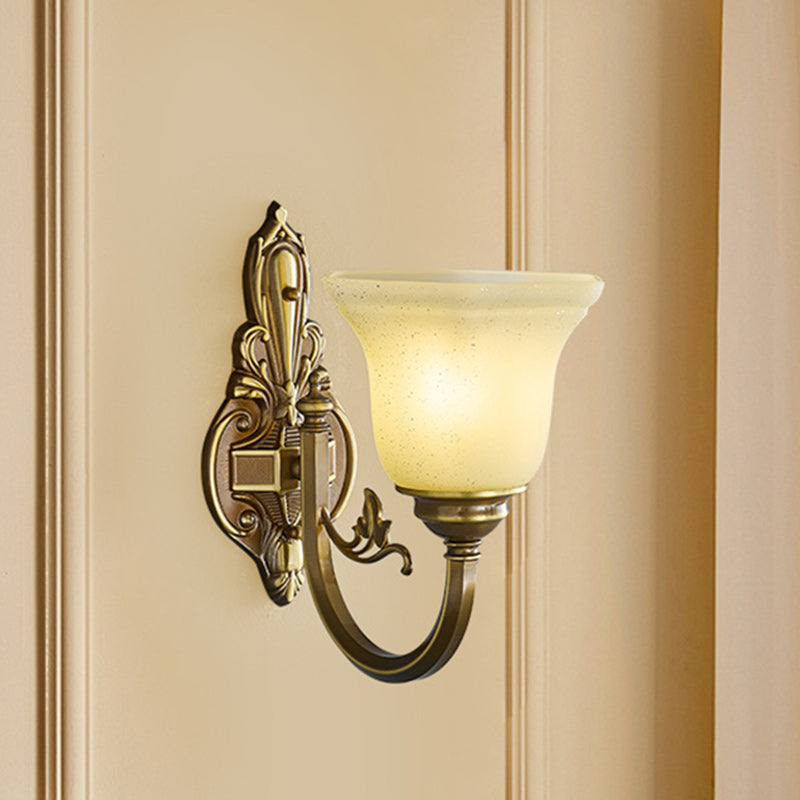 Brass Glass Horn Shape Wall Lamp