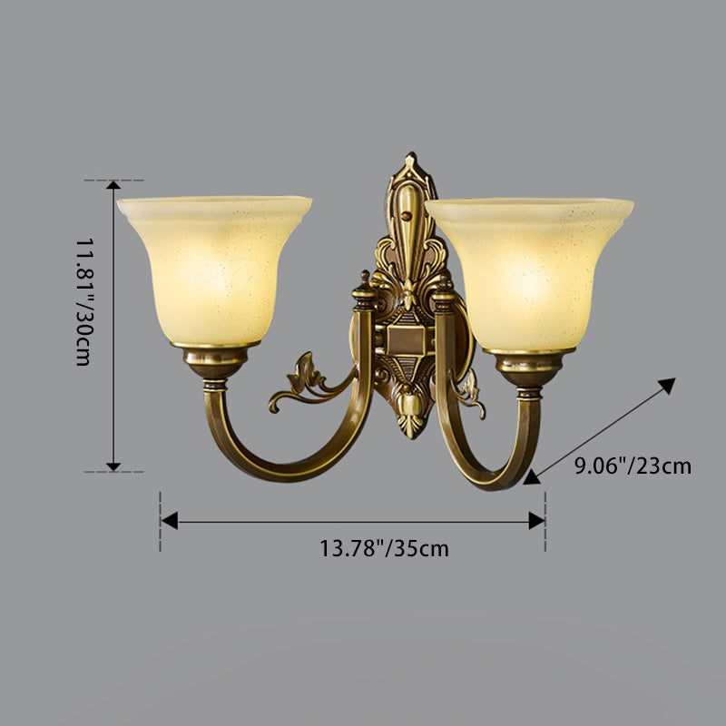 Brass Glass Horn Shape Wall Lamp
