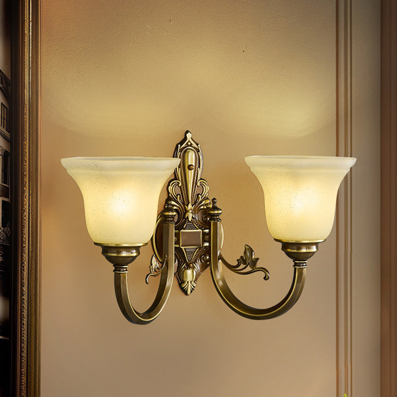 Brass Glass Horn Shape Wall Lamp